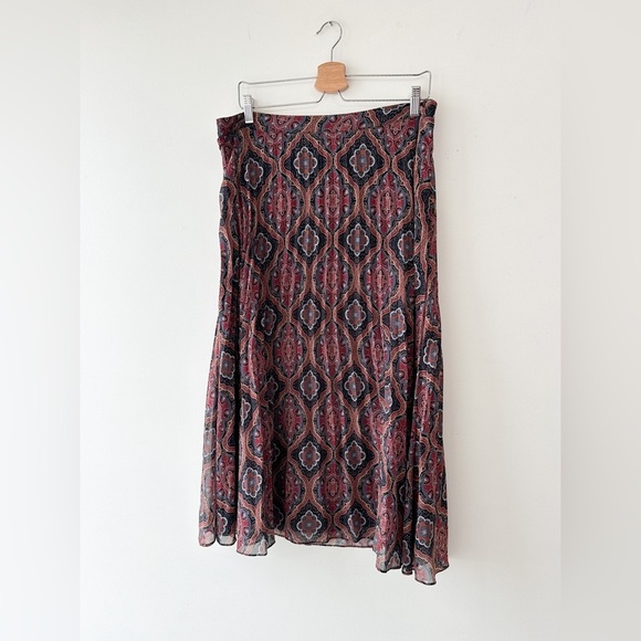 Contemporaine for Simons - Maxi Skirt - Wine & Blue Print - Size: Large - Picture 6 of 7